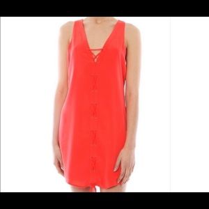 Rory Beca Lace Up Red Orange Hemi Dress XS